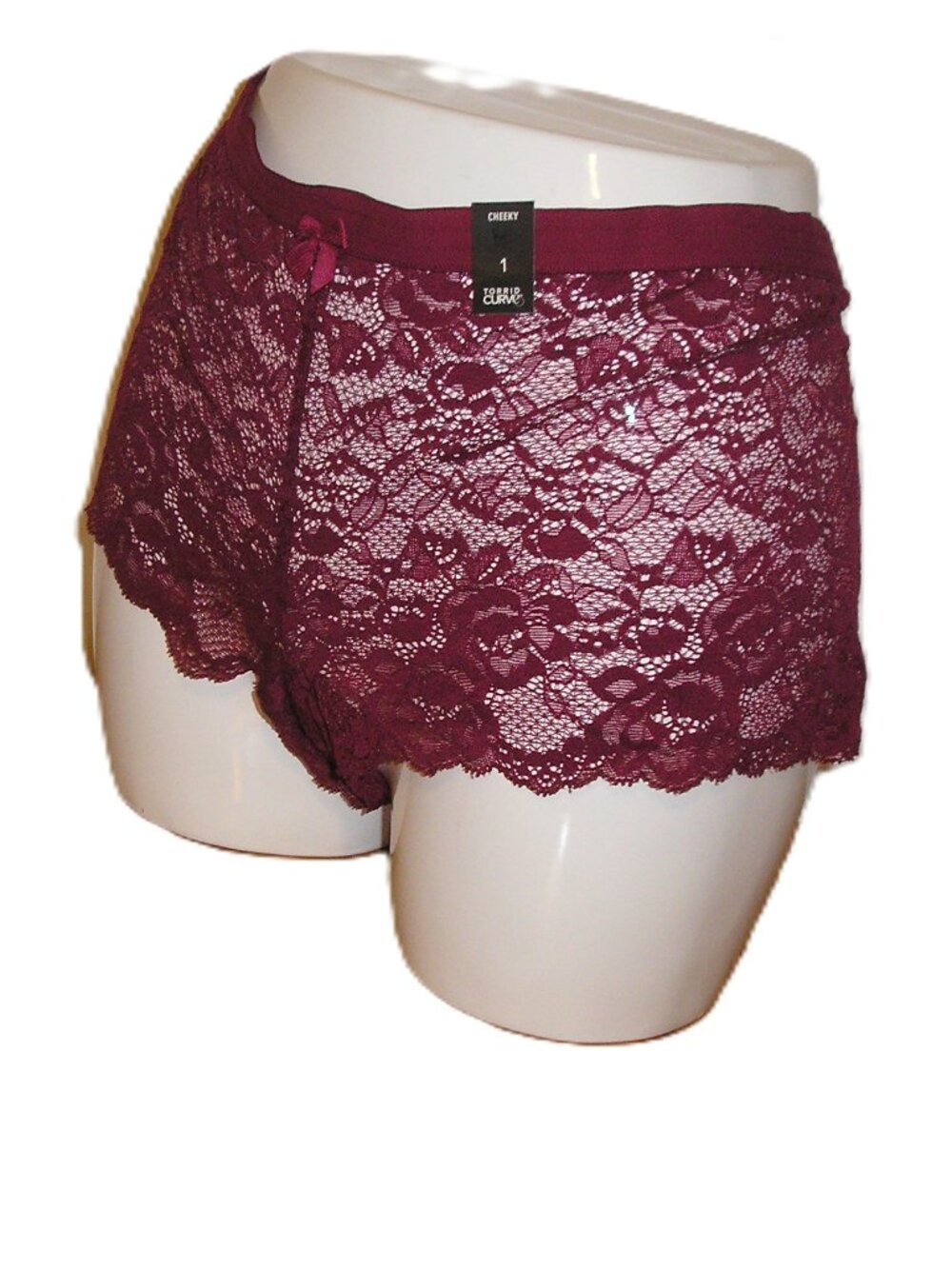 Torrid Curve Burgundy Lace Cheeky Panties Lingerie  Size 1 / 1X